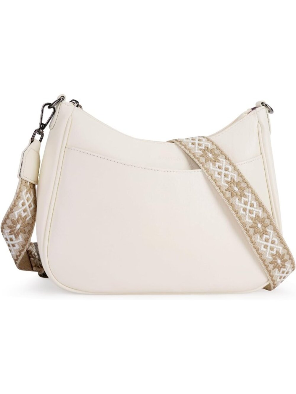 👜Women's White Leather Crossbody Purse Shoulder Bag Wide Strap Travel